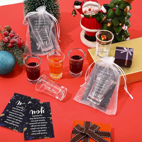 Roshtia Classic 18-Pack Christmas Shot Glasses Set with Thank You Cards & Organza Bags