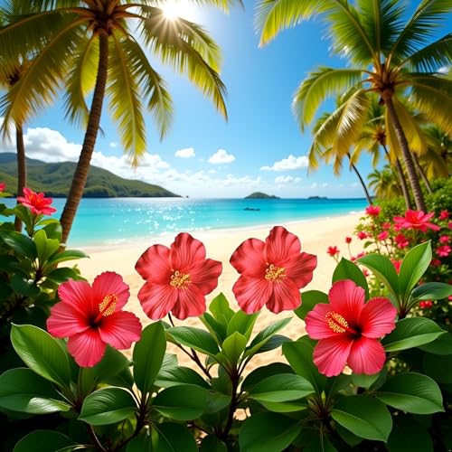 Red Hawaiian Flower Hair Clips 2Pcs Bohemian Hair Accessories