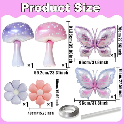Enimapod Fairy Tale Balloon Set - Mushroom, Butterfly & Flower Decorations