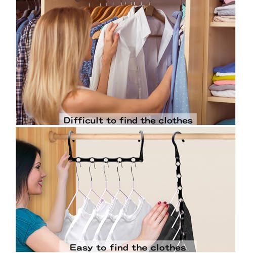 HAOWWLAI 4-Pack Space Saving Clothes Hangers with 5 Holes & Enclosed Slots