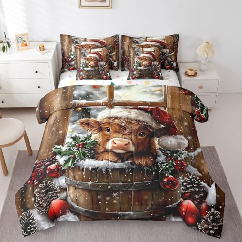 Feelyou Highland Cow 7-Piece King Bedding Set - Multi B09