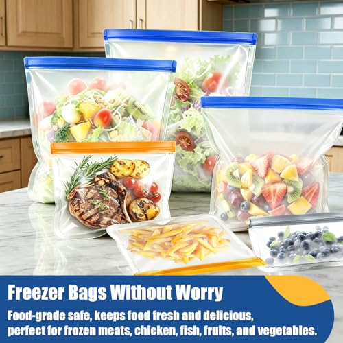 DGDUBRB Reusable Silicone Snack Bags - 12 Pack Leakproof Food Storage