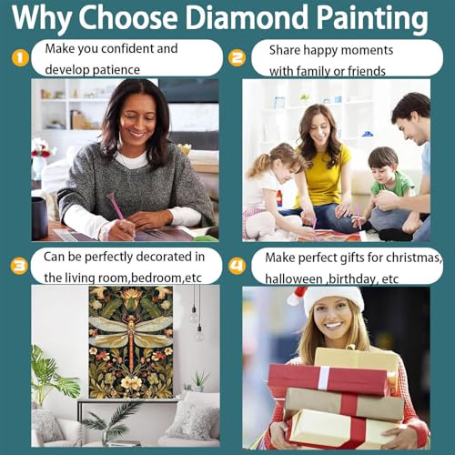 5D Dragonfly Diamond Art Kit for Adults - DIY Gem Painting 12x16in