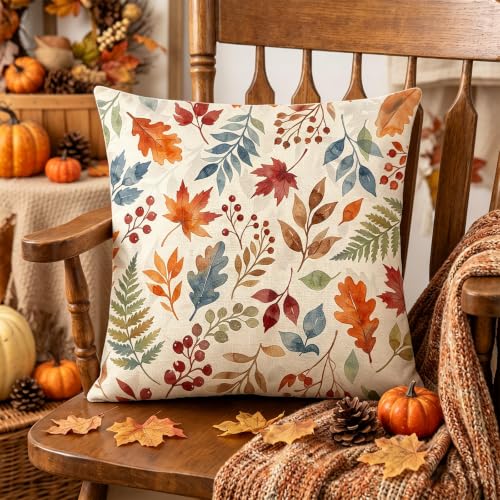 Autumn Maple Leaf Throw Pillow Covers 18x18 Inch Set of 2