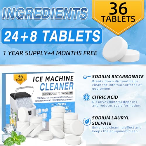 Vereclue Ice Machine Cleaner Tablets - Nickel-Safe Descaler (36 Pack)