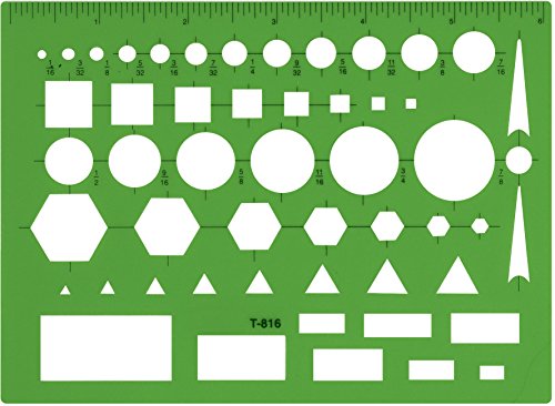 Westcott All-Purpose Technical Drawing Template - Green Plastic, 4.5 x 6 in