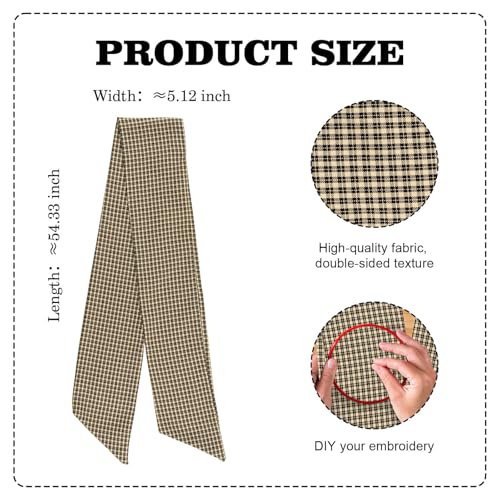 Black and Cream Gingham Plaid Wreath Sash, 54-Inch Farmhouse Door Decor