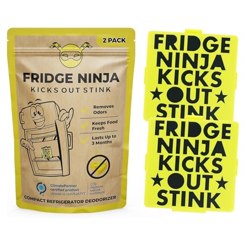 Fridge Ninja Refrigerator Deodorizer - 2 Pack Activated Carbon Odor Eliminator