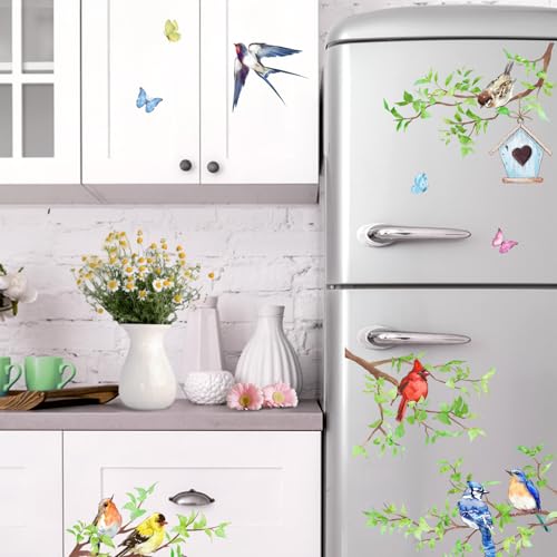 Spring Birds Window Clings - 4 Sheets with Cardinal & Blue Jay, Spring & Summer Decor
