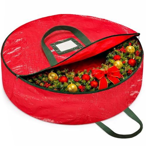 ZOBER 30-Inch Christmas Wreath Storage Bag with Dual Zippers