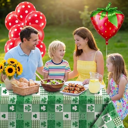 3-Piece St. Patrick's Day Shamrock Tablecloth Set - Disposable Rectangular Covers