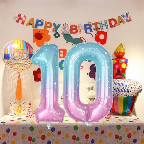 40-Inch Starry Sky Blue Number 14 Foil Balloon - Birthday & Party Decor