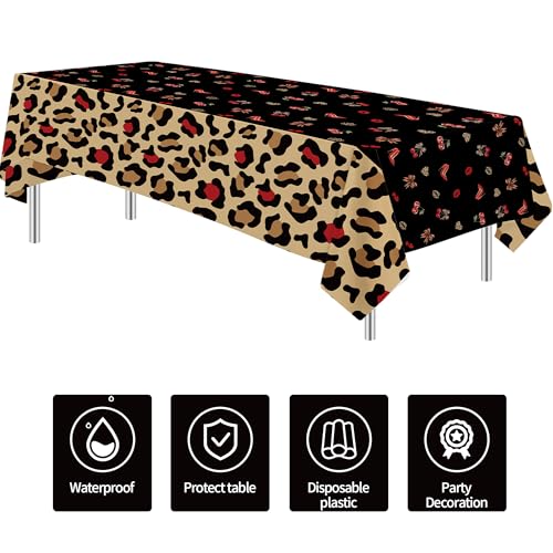 Cheetah Cherry Birthday Tablecloth - 3 Disposable Covers, 86x55in