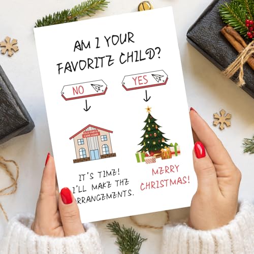Funny Christmas Card for Parents - Blank Inside, Luxury Quality