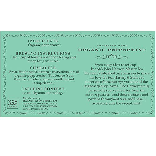 Harney & Sons Organic Peppermint Tea - 50 Tea Bags (Pack of 2)