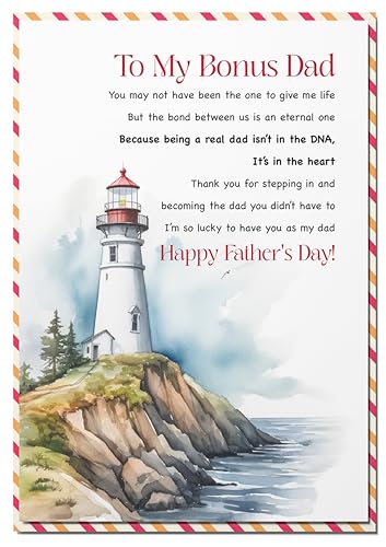 Heartfelt Father's Day Card for Bonus Dad with Seal & Envelope