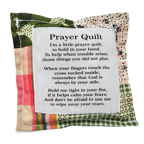 Handmade Pocket Prayer Quilt with Cross & Poem Patches