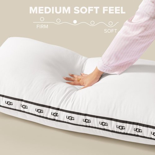 UGG King Bed Pillow – Plush Down Alternative Pillow, Soft & Breathable Medium Firm Sleeping Pillows, Premium Luxury Home Decor Hypoallergenic Pillow for Bed, White, 20” x 36” (Devon)