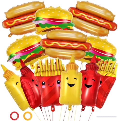 12 Pcs BBQ Food Themed Foil Balloons for Party Decoration