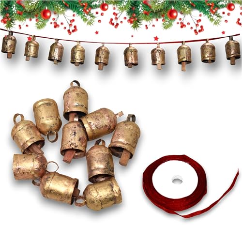 Rustic Cow Bell Set - Handmade Shabby Chic Hanging Bells for Crafts & Decor