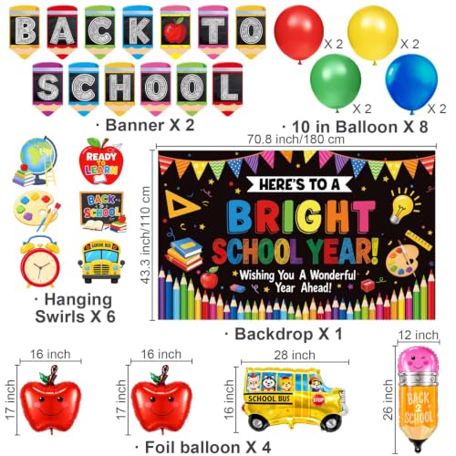 Complete Back to School Decorations Set with Banner & Balloons