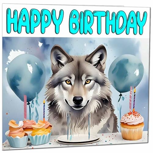 Premium Wolf Birthday Card - Eco-Friendly & Fun Design 145mm