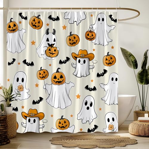 Halloween Ghost Shower Curtain 36x70 Inches Bathroom Decor Fabric with Hooks