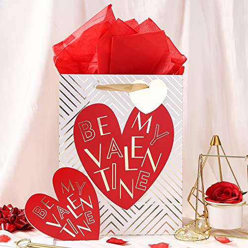 13" Valentine's Day Gift Bag with Card & Tissue Paper - Be My Valentine