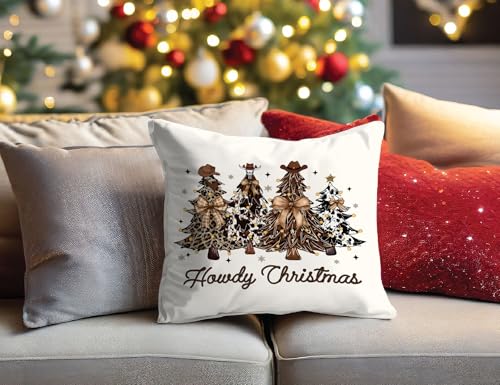 Christmas Western Pillow Covers 18x18 - Holiday Farmhouse Decor, KDHTY