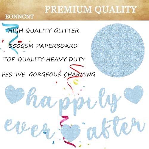 Light Blue Pre-Strung Happily Ever After Banner for Wedding & Bridal Parties