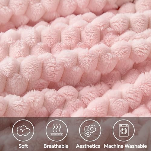 BEDELITE Pink Throw Blanket, 50x60 Soft Plush Microfiber Fleece for Couch