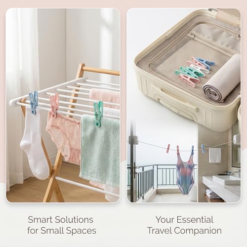 RAINFLOW 60-Pack Colorful Plastic Clothespins with Storage Bag