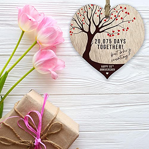 55th Anniversary Wooden Heart Plaque Keepsake Gift by Stuff4