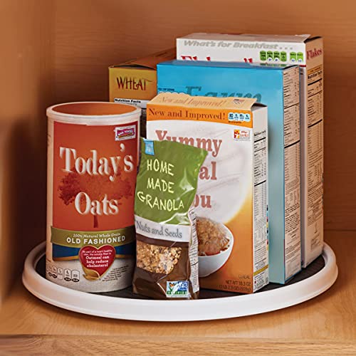 Copco 18-Inch Lazy Susan Turntable Organizer - Nonslip White/Gray Rotating Tray
