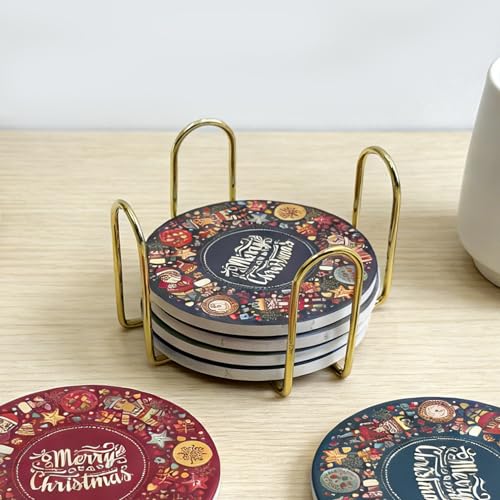 MOYODOR Gold 4.3 Inch Coaster Holder Metal Storage Caddy for Round & Square Coasters - 1PC