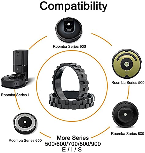 ToSSme Replacement Rubber Tires for iRobot Roomba - 2 Pack, Anti-Slip Wheels