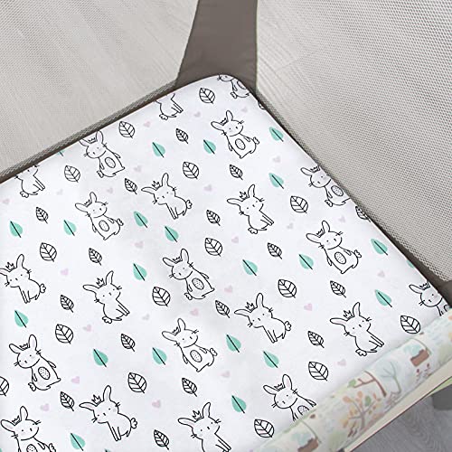 Moonsea 2-Pack Mini Crib Sheets, Stars & Bunny Playard Fitted Sheets