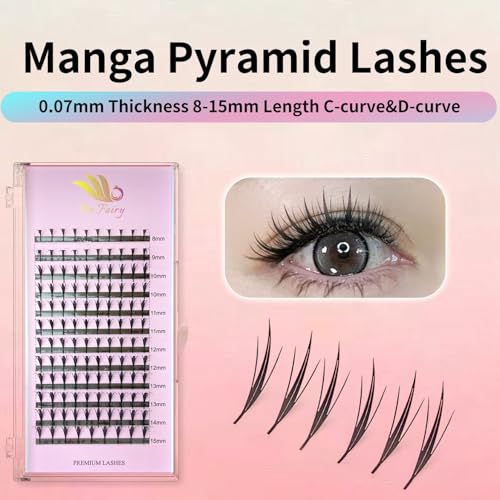 Pro Fairy Manga Eyelash Clusters 120Pcs D Curl Volume Lash Tray