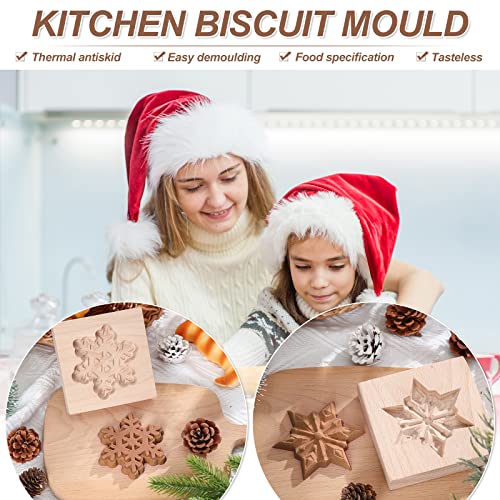 Carved Wooden Cookie Mold Snowflakes 2 Pack - Baking & Crafting