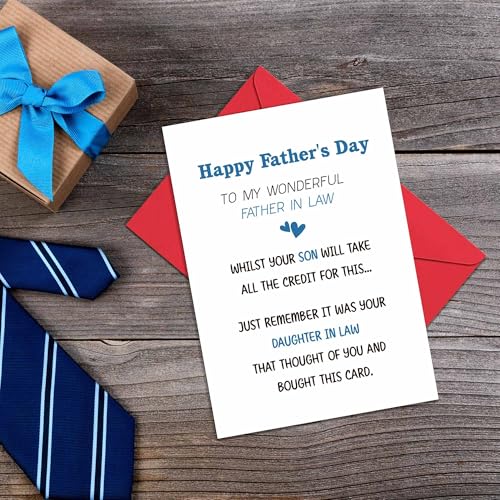 Funny Father in Law Father's Day Card 5x7 Cheeky Greeting Card with Envelope