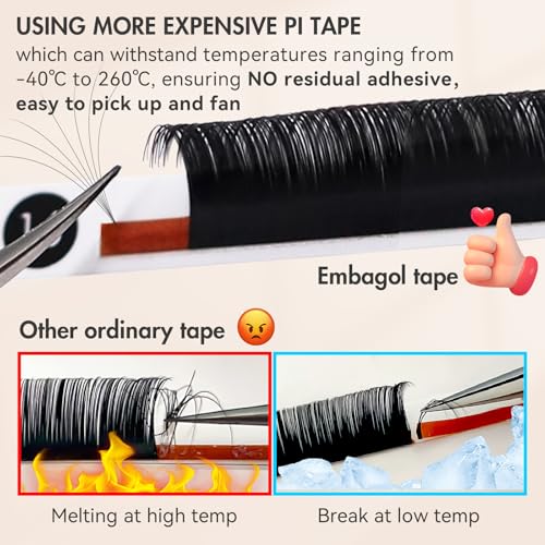 Embagol Volume Lash Extensions Cashmere Matte Black Silk Lashes 0.07 CC