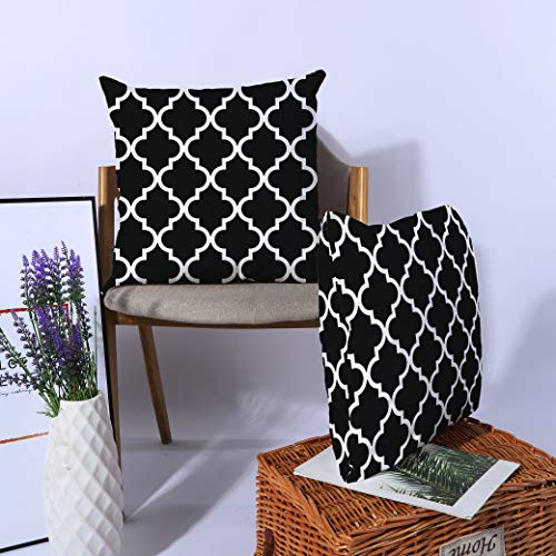 TAOSON Geometric Throw Pillow Covers, 18x18 Inch Black & White, Set of 2