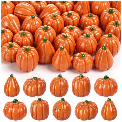 40 Mini Orange Pumpkins - Resin Fall Decor for Crafts & Displays