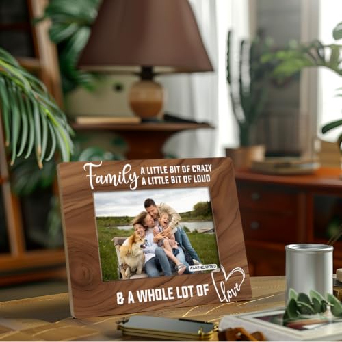 Rustic Family Photo Frame - Farmhouse Wooden Picture Frame for 4x6 Photos, Brown