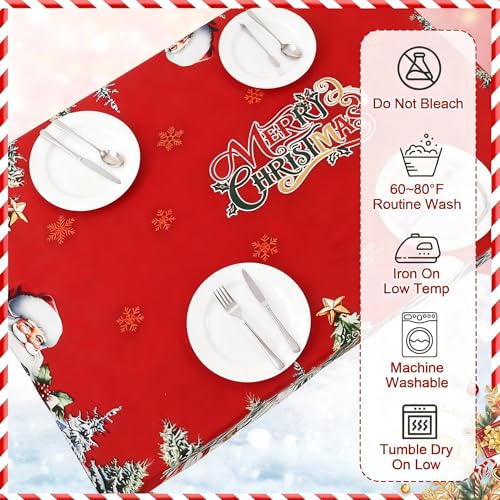 Christmas Tablecloth and Chair Covers Set - Rectangular 80x55 Inch, Red, 7 Pieces - Rectangle / 80 x 55 Inch