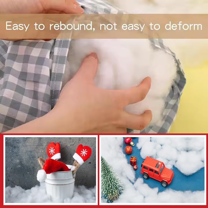 Skiennix Christmas Fake Snow Decoration - 7.05 Oz Fluffy Artificial Cotton for Indoor Decor | Flame Resistant Winter Blanket