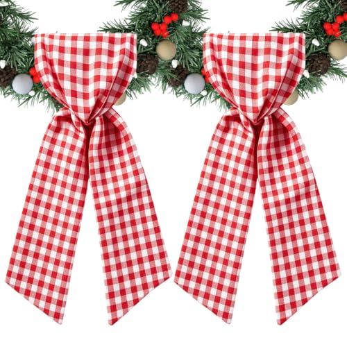 54" Red & White Gingham Wreath Sash - 2 Pack for All Seasons