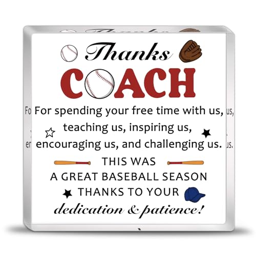 Baseball Coach Appreciation Plaque - Clear Acrylic Desk Decor
