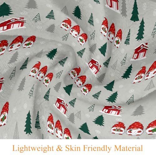 JOOCAR Christmas Throw Blanket 40x50 Inch - Soft Flannel Gnome & Snowflakes