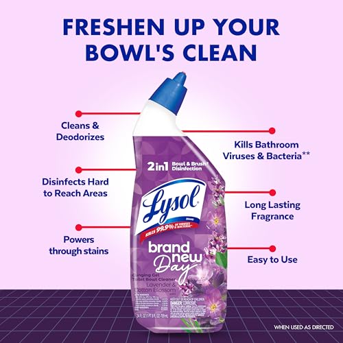 Lysol Clinging Gel Toilet Bowl Cleaner Lavender & Cotton Blossom 24 oz Pack of 2